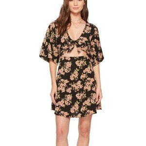 Amuse Society Black Floral Envy Mini Dress Women's Size Small S
